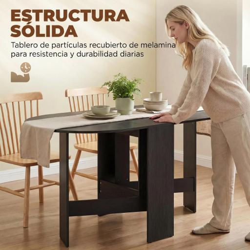 Mesa de Cocina Plegable con Alas Abatibles Mesa de Cocina Plegable de Forma Ovalada Estilo Moderno 163x80x75 cm Negro [3]