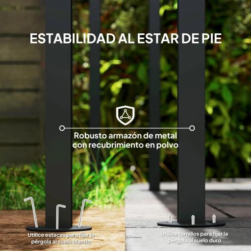 Pérgola de Pared 2,4x2,4 m con Techo Inclinado Protección UV 30+ Impermeable Marco de Metal para Patio Terraza Crema [5]