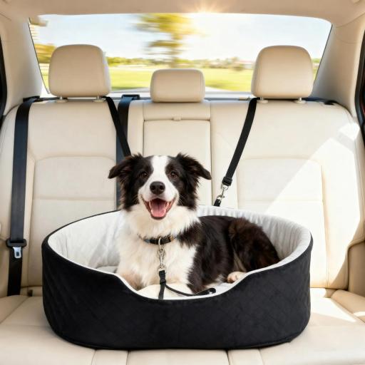 Asiento de Coche para Perros Pequeños y Medianos de hasta 15 kg con Funda Extraíble y Lavable Base Antideslizante Negro [2]
