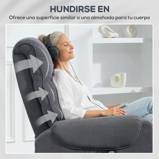 Sillón Levanta Personas con 8 Punto de Masaje Reposapiés Mando a Distancia y Bolsillo Lateral 83x92x110 cm Gris [3]