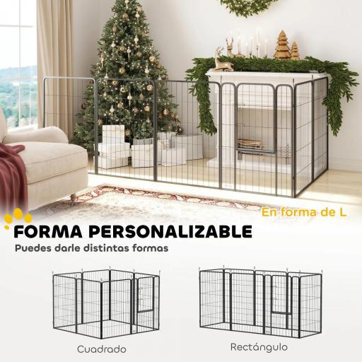 Parque para Perros de 8 Paneles de 100 cm de Altura con Puerta para Interior y Exterior Negro [2]