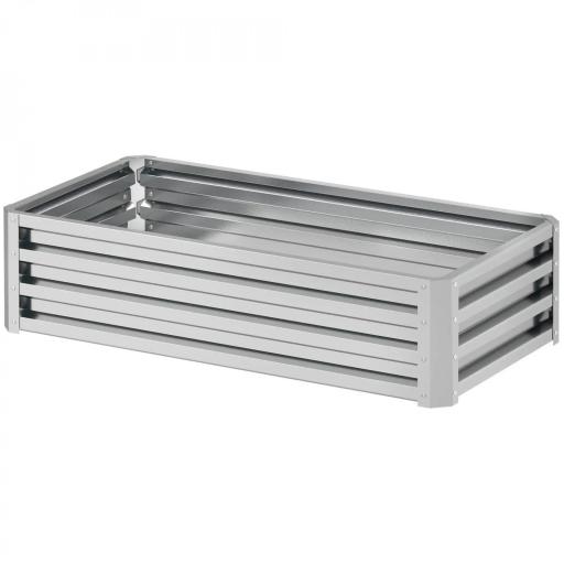 Jardinera Elevada Rectangular de Acero Galvanizado para Cultivar Plantas Flores Hierba 120x60x30,5 cm Plata [8]