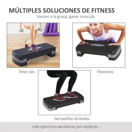 Step para Fitness Stepper Aeróbic Step de Aeróbic Antideslizante con Altura Regulable 2 Niveles de 10/15 cm Carga 150 kg para Ejercicio en Casa Gimnasio 68x29x15 cm Negro [5]