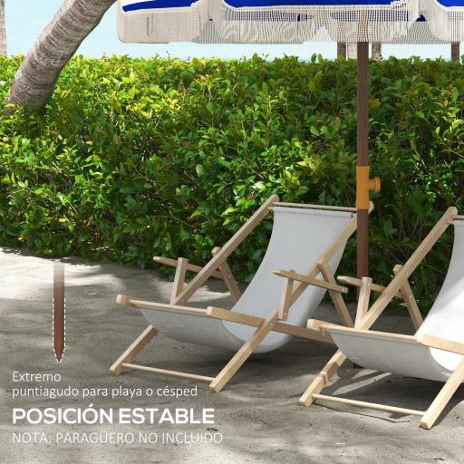 Sombrilla de Playa con Flecos Ø190x210 cm con 8 Varillas Apertura Manual Anti-UV Impermeable y Bolsa de Transporte Gris [4]