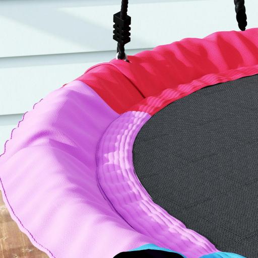 Columpio Nido Infantil Ø120 cm Altura Ajustable Columpio Redondo para Niños para Árbol Carga 300 kg Multicolor [6]