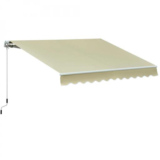 Toldo Manual Retráctil 295x250cm Ángulo Ajustable con Manivela para Exterior Balcón Jardín Terraza Crema [8]