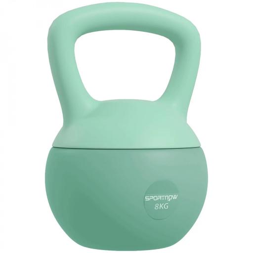 Pesa Rusa 8 kg Kettlebell Relleno de Arena Metálica y Mango Antideslizante para Entrenamiento en Casa 19x19x28 cm Verde [8]