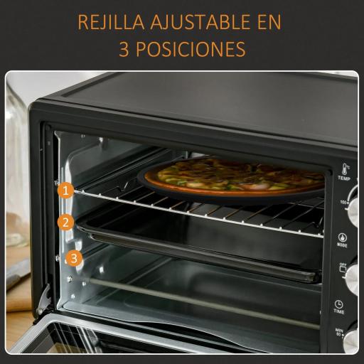 Horno Sobremesa de 21L 1400W Mini Horno Eléctrico Temporizador hasta 60min y Temperatura Regulable hasta 230℃ Negro [2]