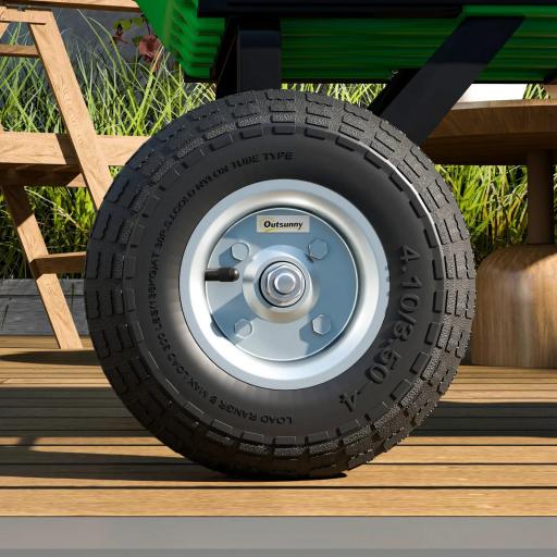 Juego de 4 Ruedas para Carretilla Neumáticos de Goma Ø255 x 75 mm Eje de 16 mm Carga 80 kg Negro [6]