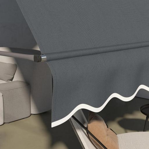 Toldo Manual Retráctil con Manivela 350x120x210-300 cm con Altura Ajustable Impermeable y Anti-UV Gris Oscuro [7]
