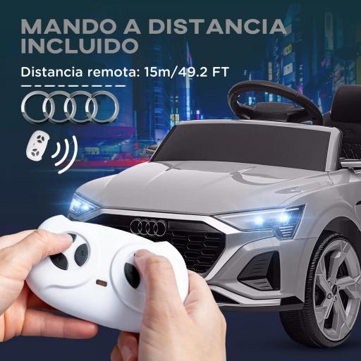Coche Eléctrico para Niños Audi Q8 etron sportback con Batería 12V Mando a Distancia Faros Bocina y Música Gris [4]