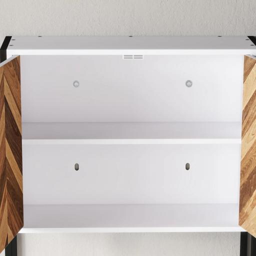 Armario de Pared para Baño Armario Colgante con 2 Puertas Estante Ajustable y Estante Abierto 59x20x60 cm Multicolor [6]