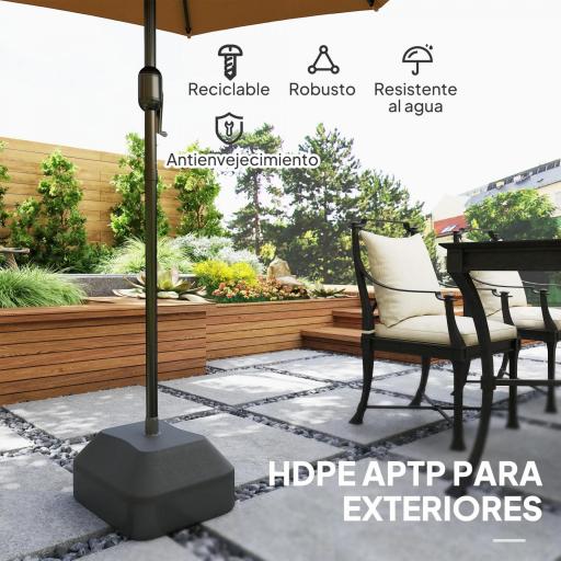 Base Rellenable para Sombrilla de Jardín Resistente y Estable Compatible con Postes de 38 mm y Sombrillas de 2,5 m [5]