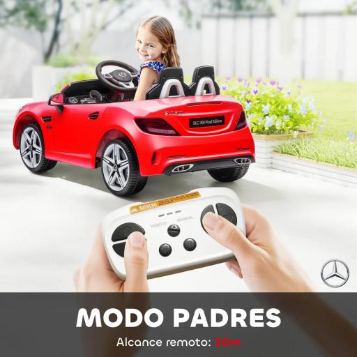 Coche Eléctrico para Niños de +3 Años Mercedes SLC 300 con Batería 12V Mando a Distancia Faros LED Bocina Música Rojo [4]