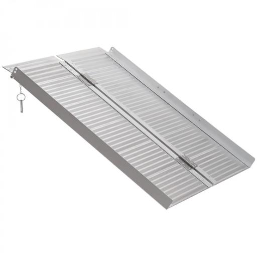 Rampa para Sillas de Ruedas Plegable 91 cm Carga 270 kg Rampa Portátil de Aluminio con Bordes de Seguridad Plata [9]