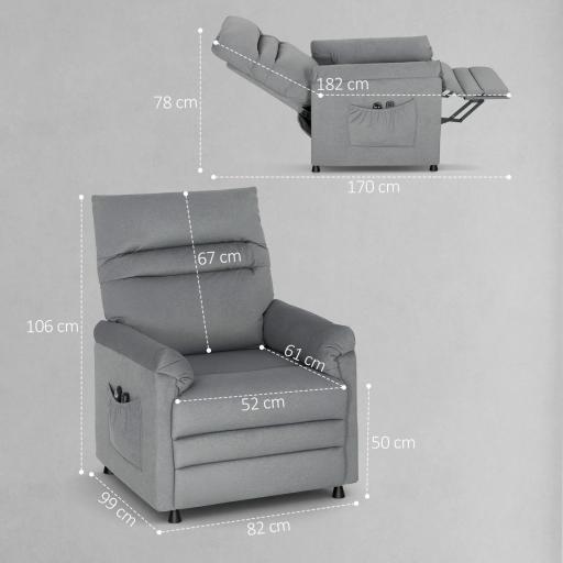 Sillón Relax Reclinable Eléctrico con Calor Lumbar Masaje Vibración Motor Silencioso Función de Memoria Gris [1]