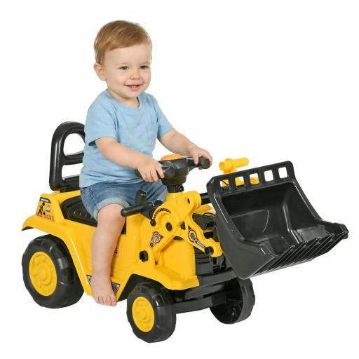 Excavadora para Niños de 18 a 48 Meses con Pala Delantera Bocina Volante y Compartimento Oculto 80x26,5x39 cm Amarillo [7]