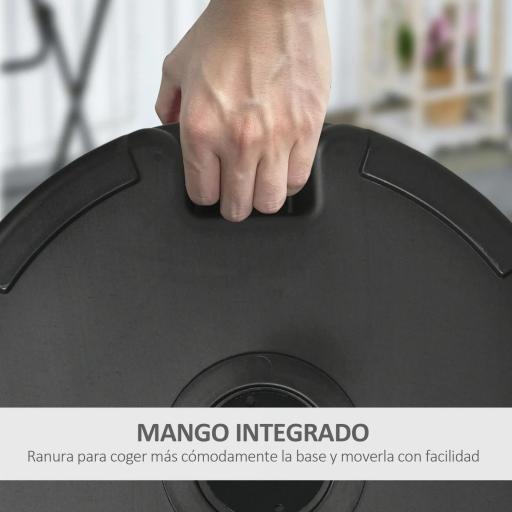 Base de Sombrilla de PE Redonda para Postes de 38mm/48mm Rellenable de Arena 35 kg y Agua 25L Ø56x30,5 cm Negro [3]