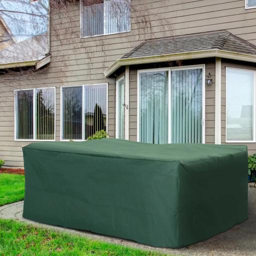 Funda para Muebles de Jardín Exterior Impermeable Tela Oxford con Cierre de Cordón y Ojales 222x155x67 cm Verde Oscuro