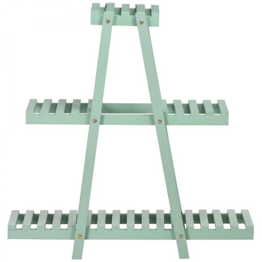 Soporte de Madera para Plantas de 3 Niveles Estantería Decorativa para Interiores Exteriores 76x26x76 cm Verde [5]