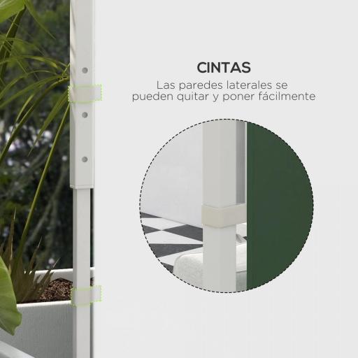  2 Paredes Laterales para Carpa 295x195 cm con Ventana Enrollable y Puerta con Cremallera para Carpa 3x3 m o 3x6 m Blanco [7]