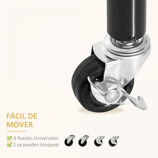 Burro para Ropa con Ruedas Perchero Burro para Ropa Metálico para Entrada Pasillo Dormitorio 150x60x170 cm Negro [4]