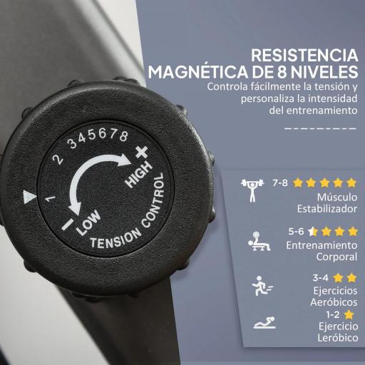Bicicleta Estática con Respaldo de 8 Niveles de Resistencia con Volante Asiento Ajustable, Pantalla LCD y Soporte [2]