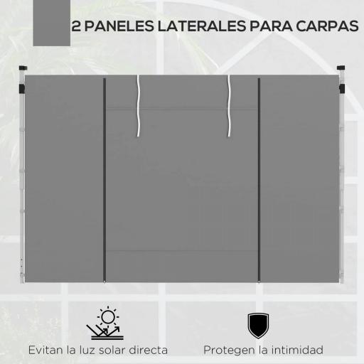  2 Paredes Laterales para Carpas 300x200 cm con Ventana Enrollable y Puerta con Cremallera para Carpa 3x3 m o 3x6 m Gris [5]