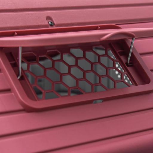 Caseta para Perro con Puerta Extraíble Base Elevada 3 Respiraderos y Ventana Abrible Caseta de Perros para Interior y Exterior 59x75x66 cm Gris Rojo [7]