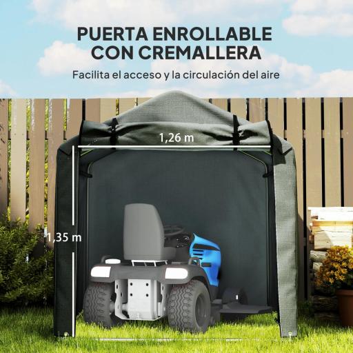 Carpa de Jardín Exterior para Herramientas Bicicletas 2,2x1,57x1,65 m con Puerta con Cremallera Impermeable Gris Oscuro [3]