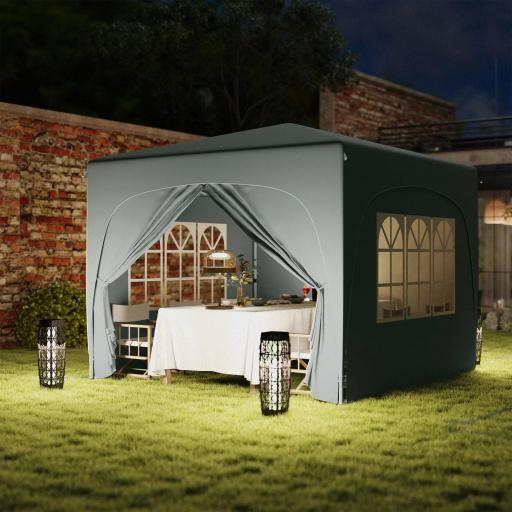 Gazebo de Jardín 3x3m Plegable con Altura Ajustable, Protección UPF50+ y Bolsa, Gris Claro [1]