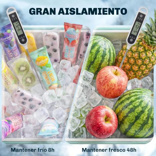 Carro de Bebidas Refrigerado 56L con Ruedas Abrebotellas Recogetapas y Asa para Patio Fiesta 75x35x78 cm Verde Claro [5]