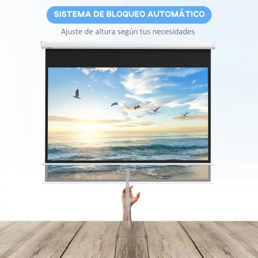 Pantalla de Proyección Portátil 80 Pulgadas Formato 16:9 con Altura Ajustable 172x96 cm Blanco [5]