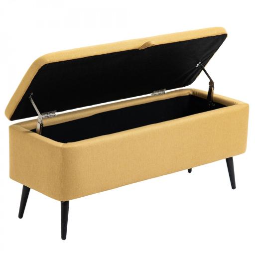 Banco de Almacenamiento con Tapa Abatible y Patas de Acero para Dormitorio Salón Entrada 101x38,5x44,5cm Amarillo [6]