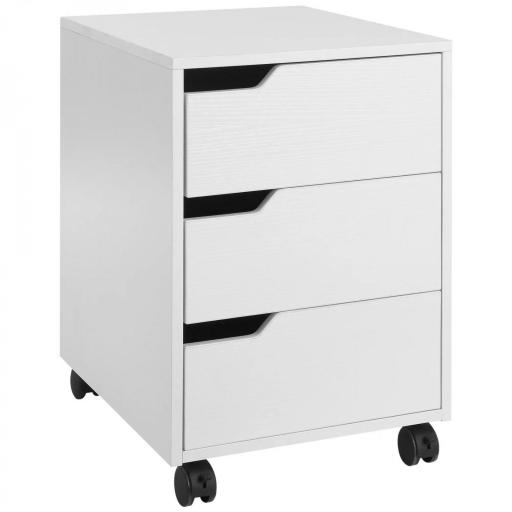 Cajonera de Oficina con Ruedas Mueble Archivador con 3 Cajones Cajonera para Escritorio Estudio 40x50x57,5 cm Blanco [7]