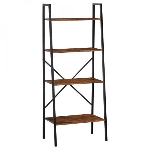 Estantería de Escalera Estantería Industrial Librería con 4 Estantes para Libros para Salón 60x35x145 cm Marrón Rústico [8]