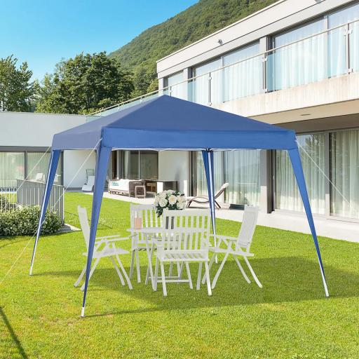 Carpa Plegable 3x3 m, Pop-up, Cenador Pabellón de Jardín, Altura Ajustable con Bolsa de Transporte, Anti-UV, Impermeable, Gazebo para Camping, Fiestas, Exterior, Azul