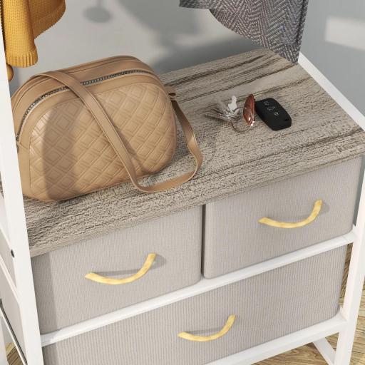Perchero para Ropa Perchero Recibidor con 3 Cajones de Tela y Estante de Almacenamiento 58,5x30x178 cm Natural [6]