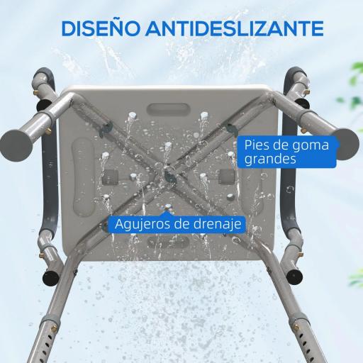 Taburete de ducha con Altura Ajustable para Personas Mayores o con Movilidad Reducida 52x45x69 cm Asiento Blanco y Azul [5]