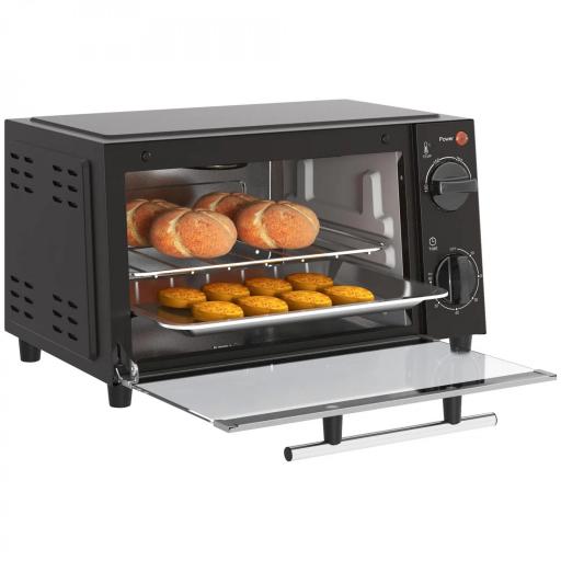 Mini Horno Eléctrico 9L Horno Eléctrico Sobremesa 750W con Temperatura Ajustable Temporizador 35x24,6x20 cm Negro [7]