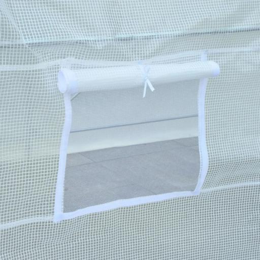 Invernadero de Túnel con Puerta Enrollable y 4 Ventanas para Cultivo Plantas Verduras 245x200x200 cm Blanco [7]