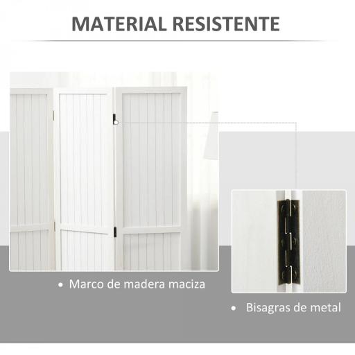 Biombo de 3 Paneles con Pantalla de Privacidad Divisor de Habitación Plegable 120x1,8x170 cm Estilo Rústico Blanco [8]