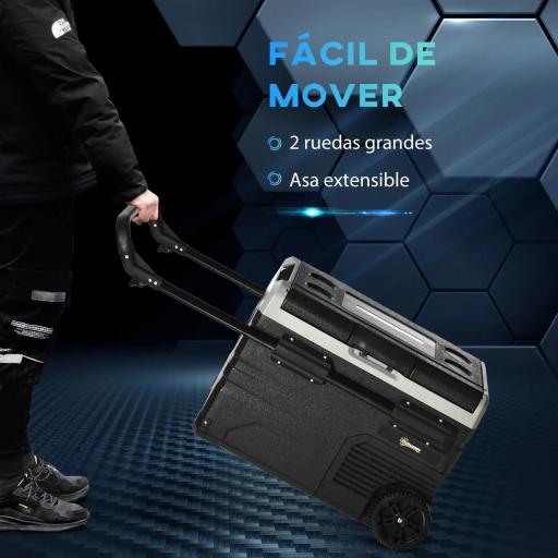 Nevera Compresor Portátil 40L Nevera Portátil Eléctrica para Coche Congelador CC 12V/24V hasta -20℃ con Pantalla LED Táctil Asa Retráctil Ruedas para Camping Viajes 71,1x46x44 cm Negro [5]