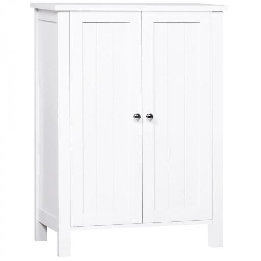 Armario de Baño con 2 Puertas y 2 Estantes Ajustables Interiores Mueble Auxiliar de Almacenaje 60x30x80 cm Blanco [8]