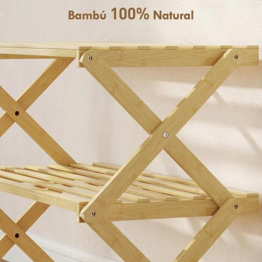 Zapatero Estrecho de Bambú Zapatero Vertical Plegable de 3 Niveles Sin Instalación Natural [3]