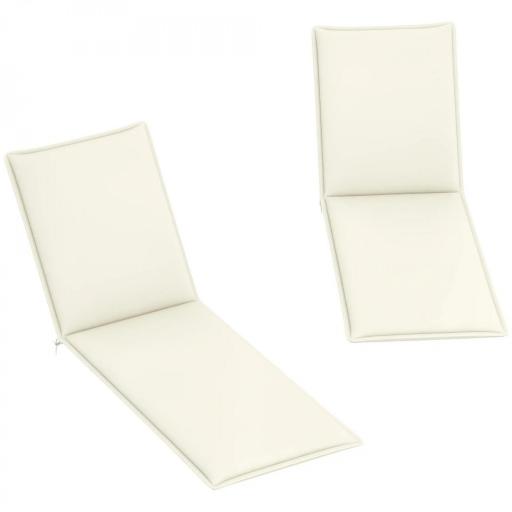  2 Cojines para Tumbonas de Jardín con Protección UV Resistentes a Salpicaduras 193x58x6 cm Crema [9]