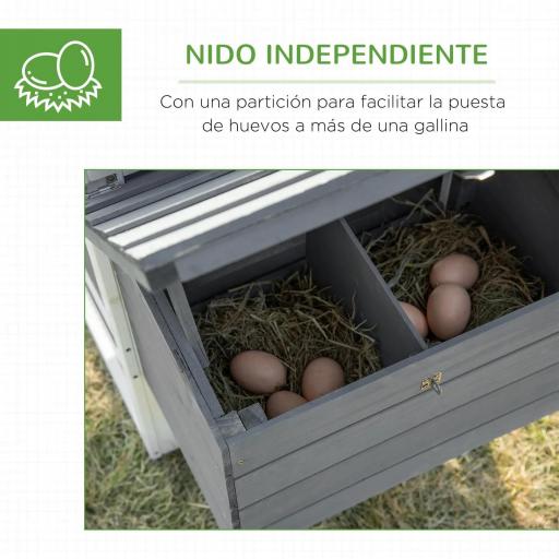 Jaula para Gallineras con 2 Corrales de Alambre Techo Abrible Caja Nido Bandeja Extraíble y Rampa 150,5x54x87 cm Gris [5]