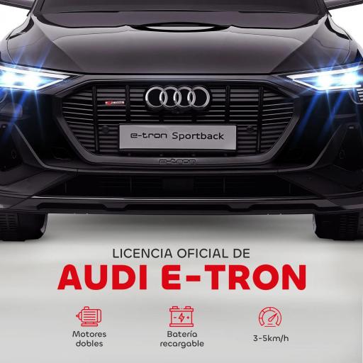 Coche de Batería para Niños 12V Audi E-tron con Mando a Distancia Faros Bocina Música Velocidad 3-5 km/h Negro [2]