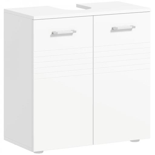 Mueble para Debajo del Lavabo Armario de Baño de Pared con 2 Puertas y Estante Interior Ajustable Estilo Moderno 60x30x62,5 cm Blanco [7]