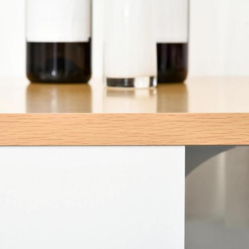 Mesa de Bar con 3 Estantes Estructura de Metal Antivuelco Carga 100 kg 115x55x100 cm Blanco y Roble [7]